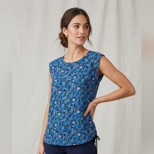 Pleione Blue Floral Women's Blouses #204